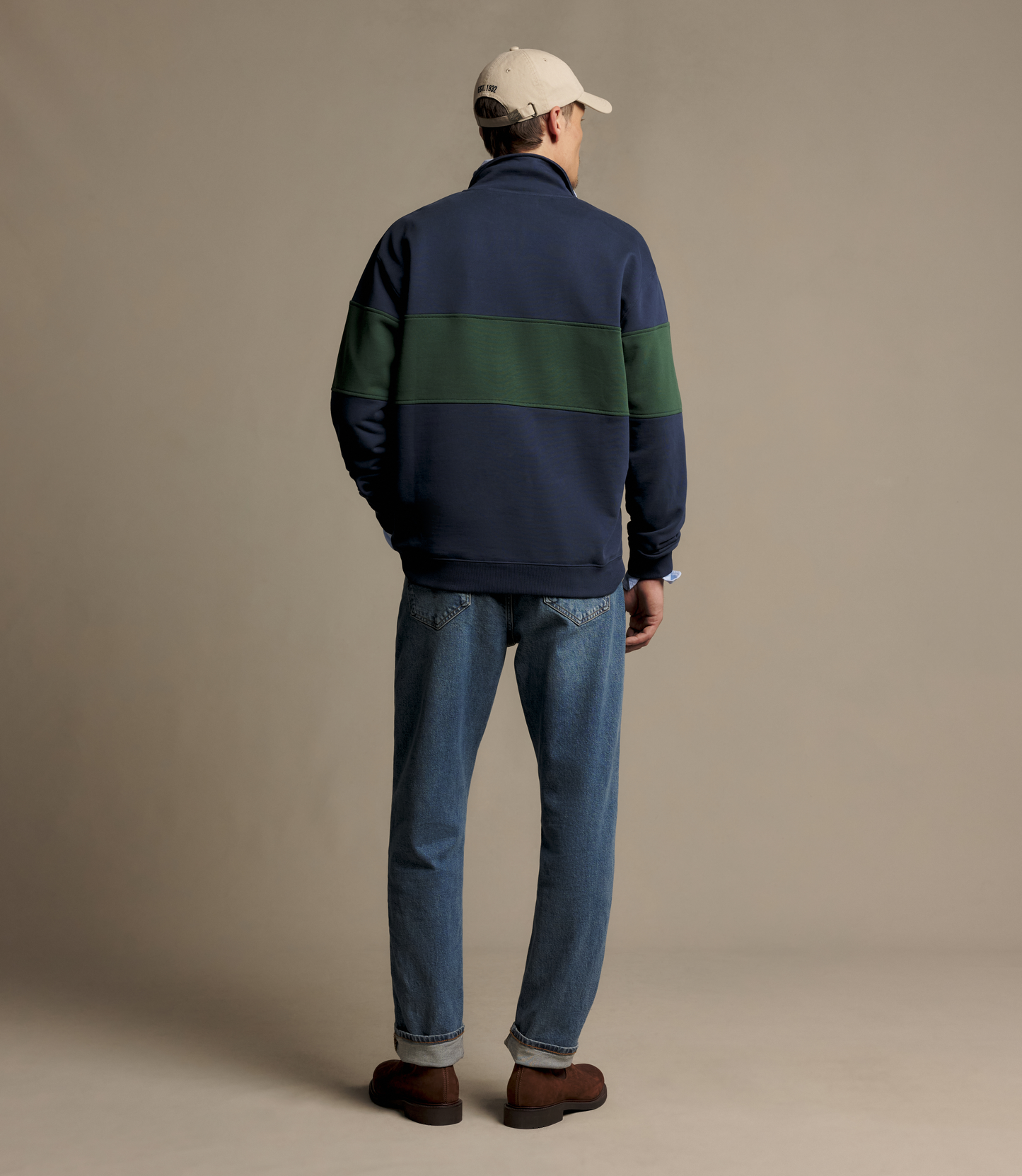 R M Williams - Heritage Panel Zip Sweatshirt - Navy/Green