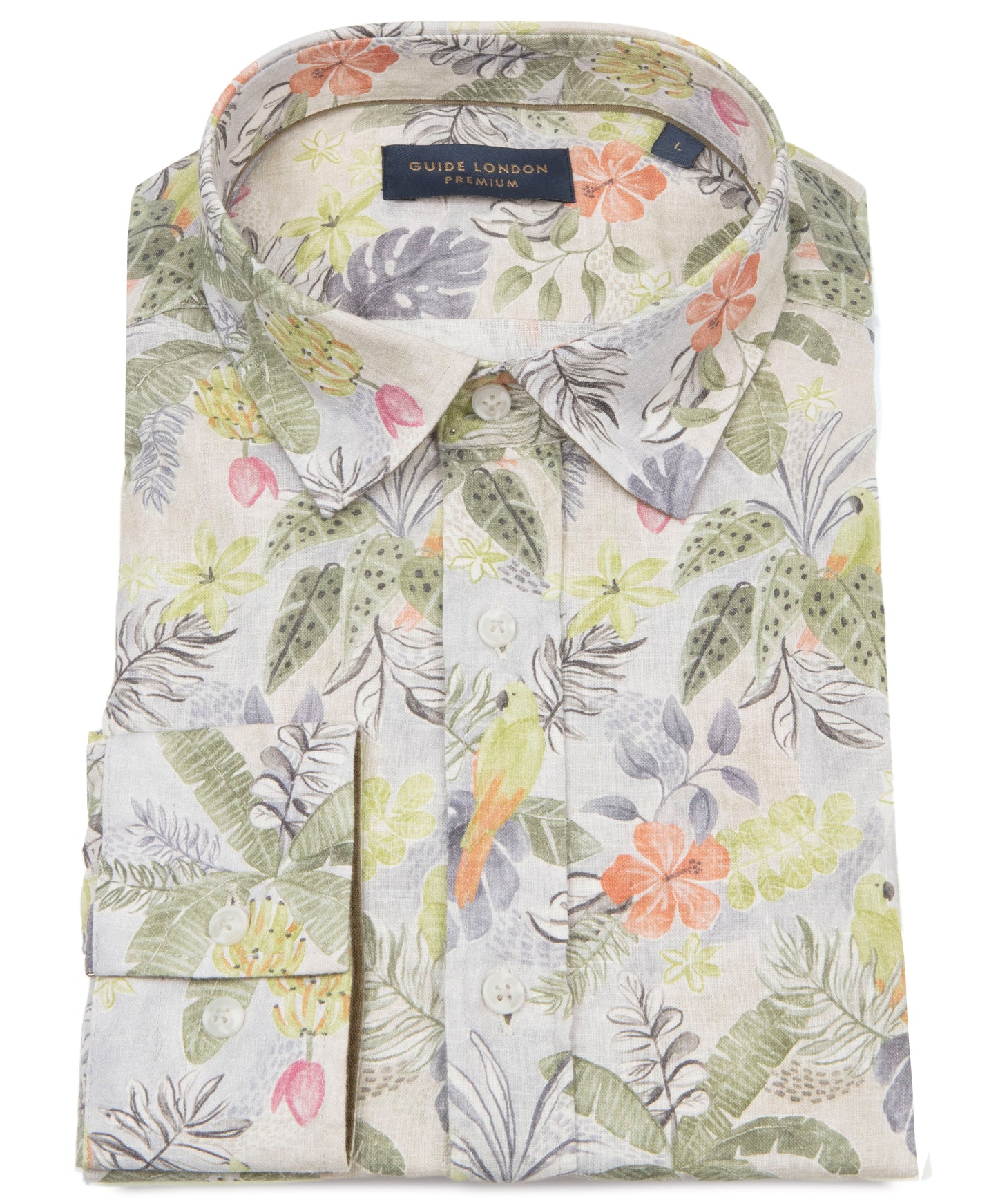 Guide London - Cotton/Linen Shirt - Green Soft Florals