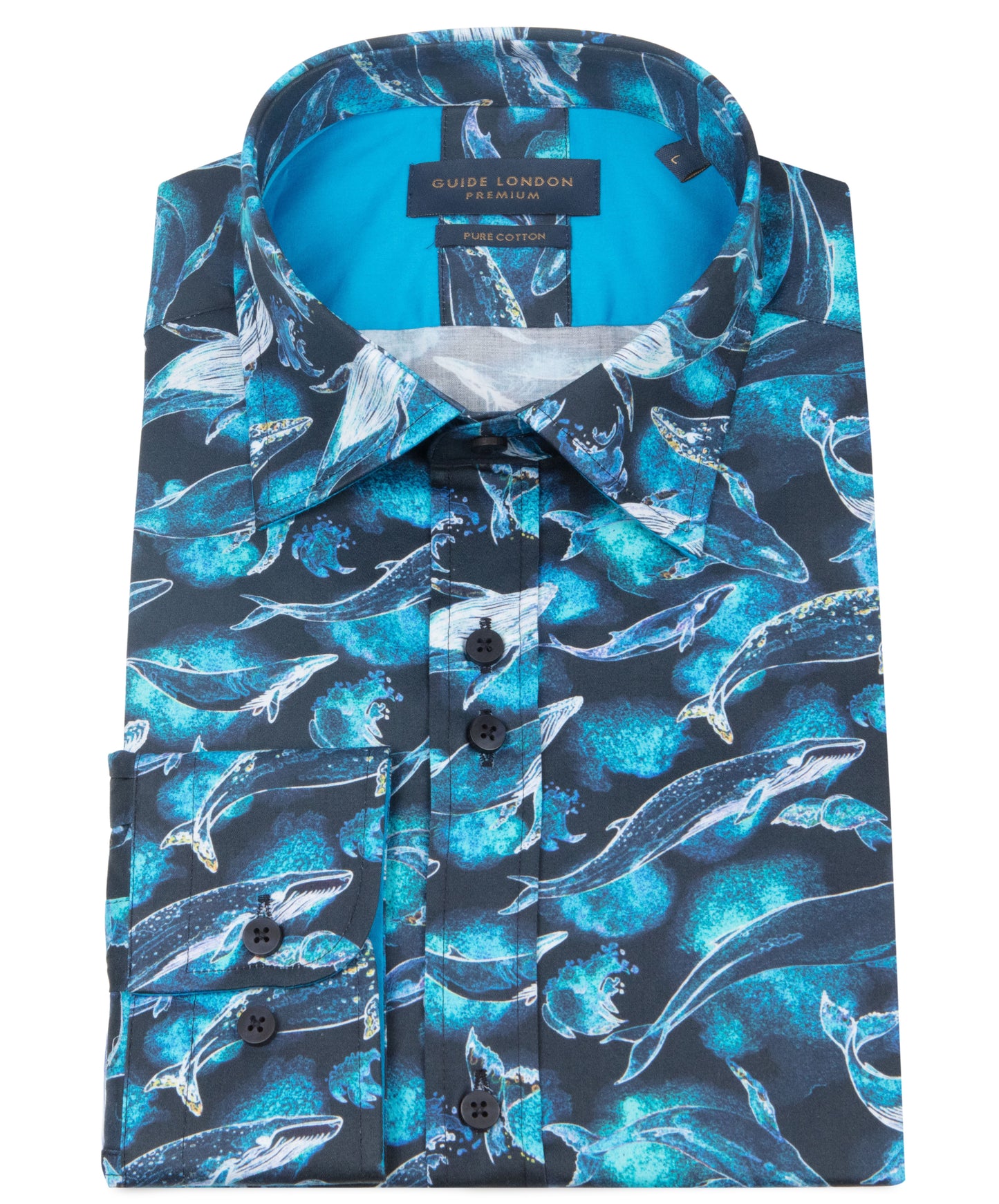 Guide London - Sateen Shirt - Blue Whales