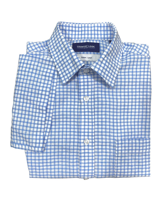 Country Look - Lucas Short Sleeved Shirt - Blue Check