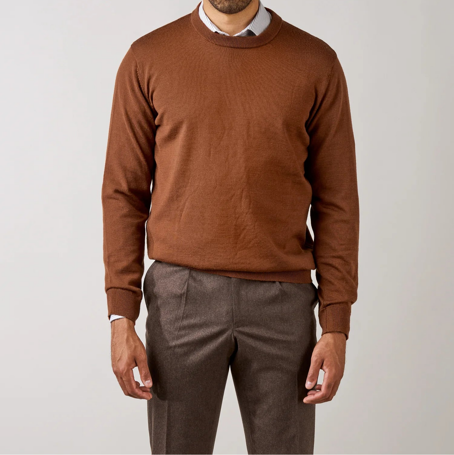 Rembrandt - Naseby Crew Neck Sweater - Tawny Brown