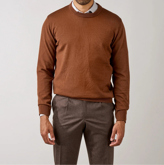 Rembrandt - Naseby Crew Neck Sweater - Tawny Brown