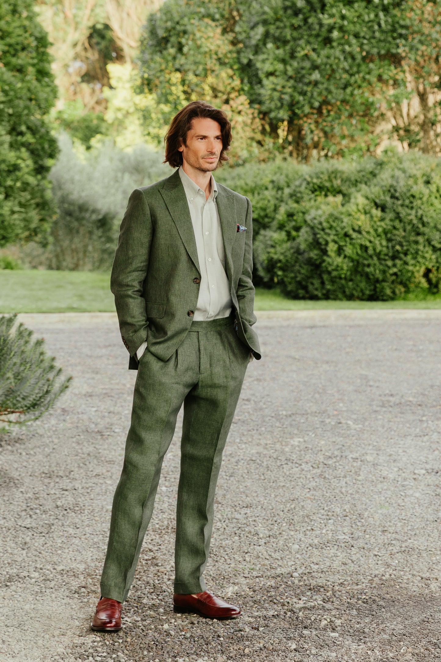 Rembrandt - Evans Linen Trouser - Olive Green