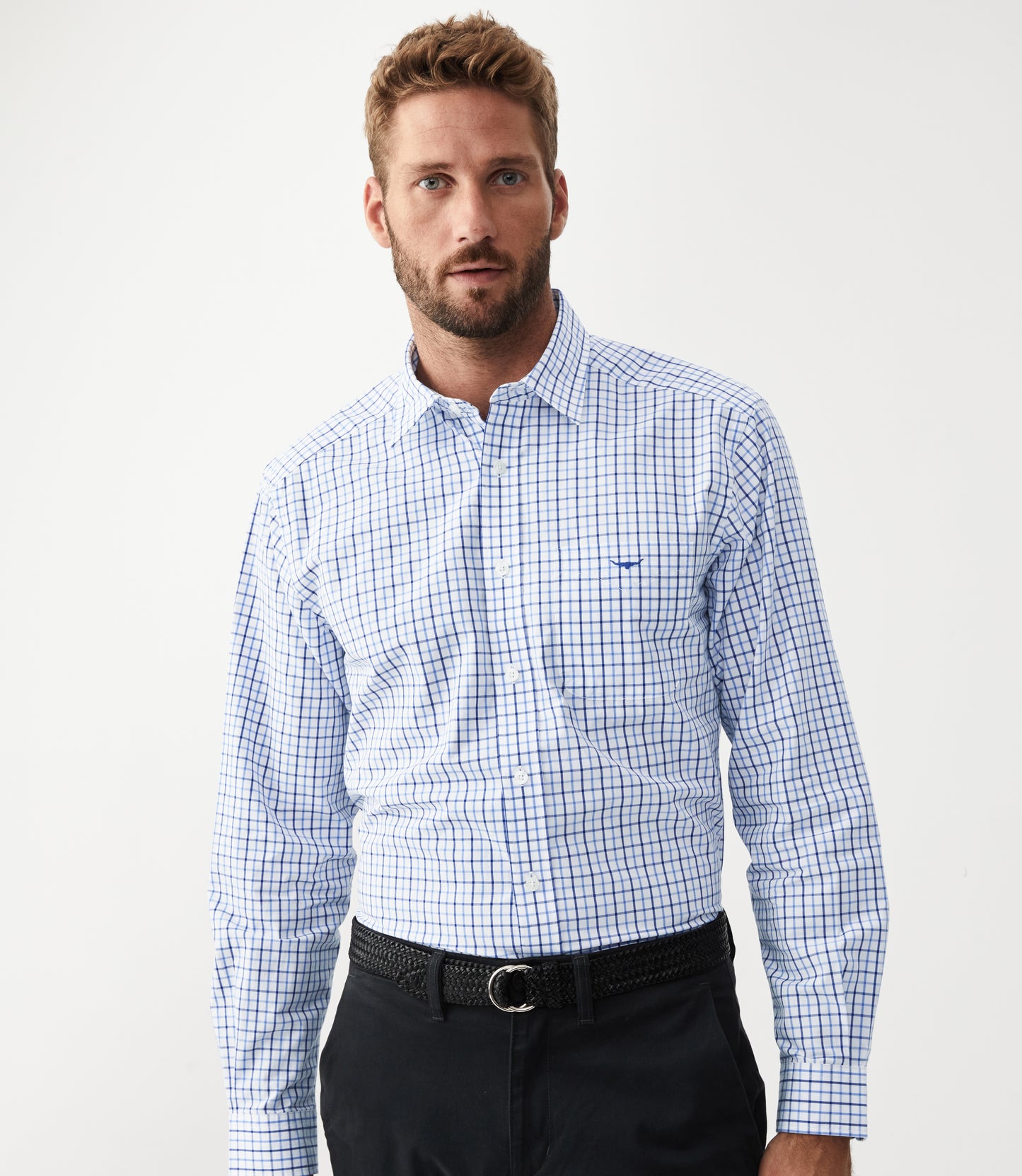 R. M. Williams Collins Shirt - Pale Blue/White