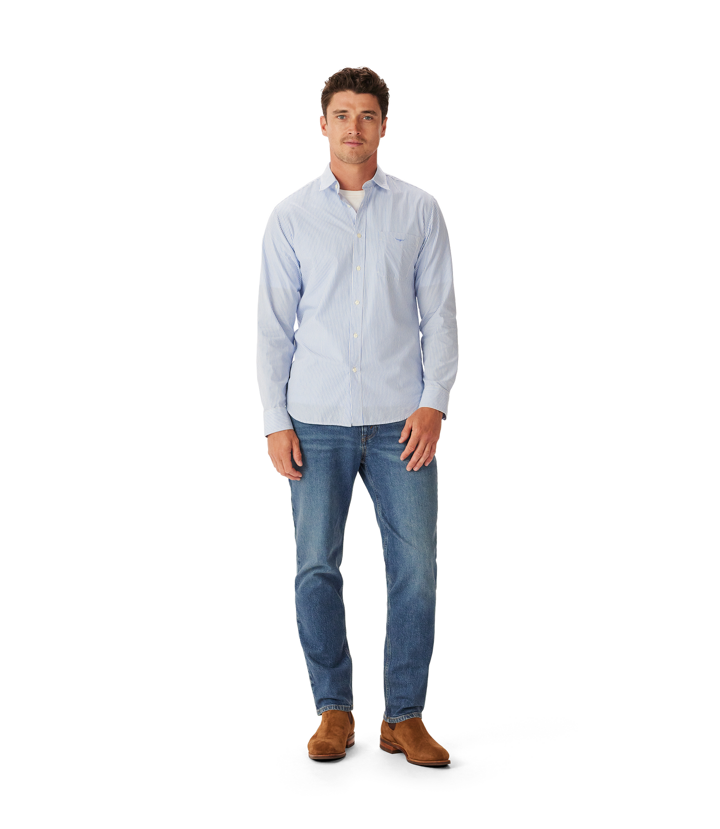 R. M. Williams - Regular Poplin Stripe Shirt - Blue