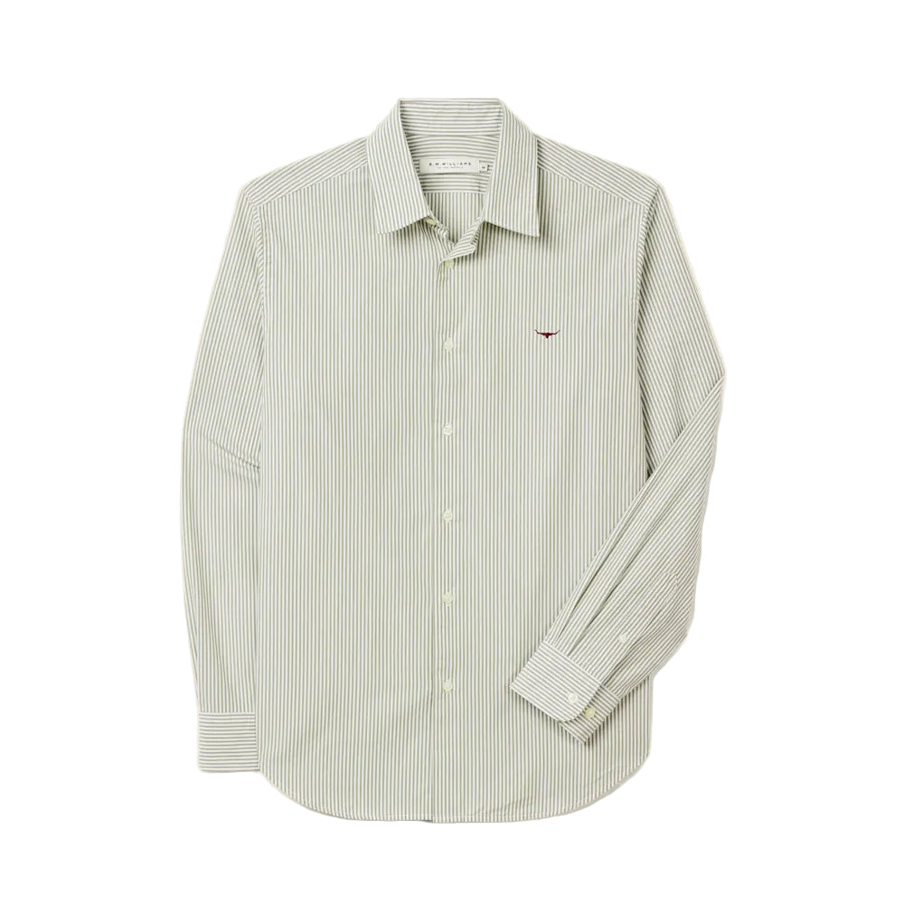 R. M. Williams - Sommers Striped Poplin Shirt - White/Green