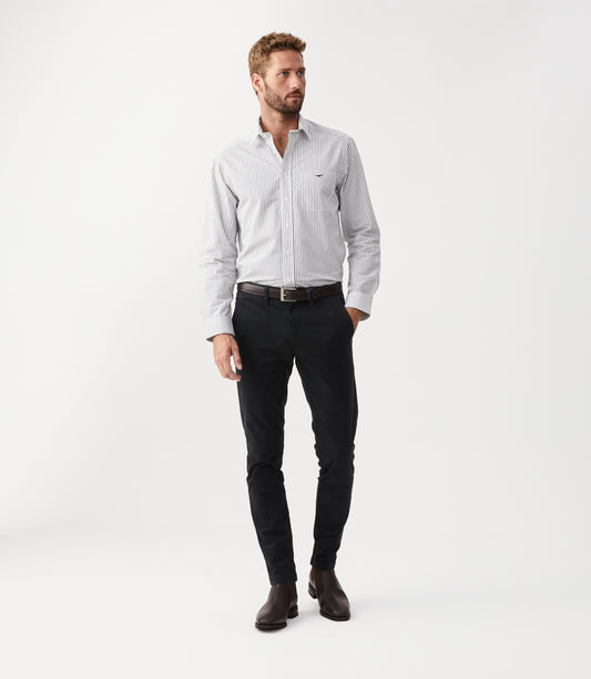 R. M. Williams Collins Shirt - White/Navy Stripe