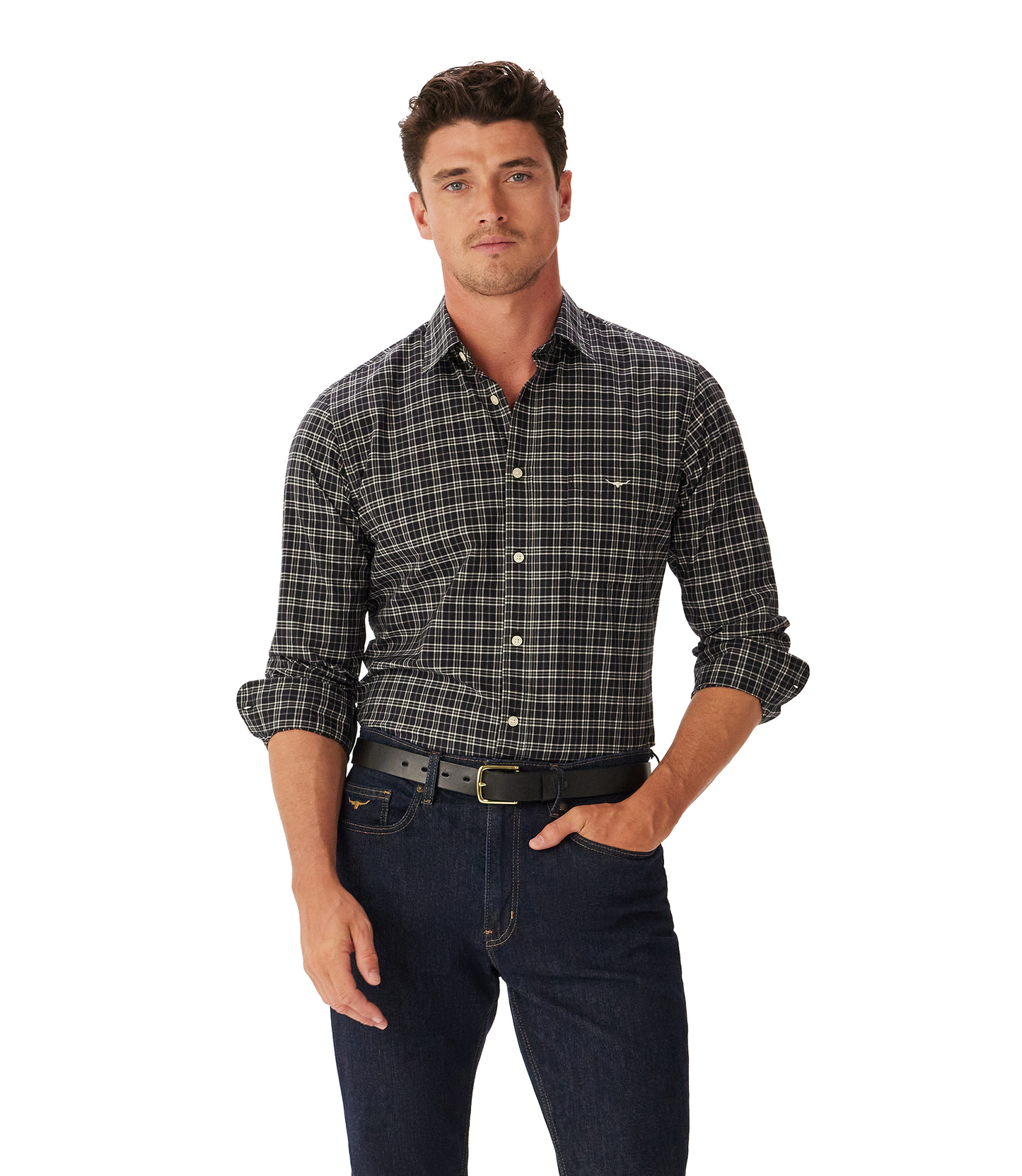 R. M. Williams - Regular Poplin Check - Black/White