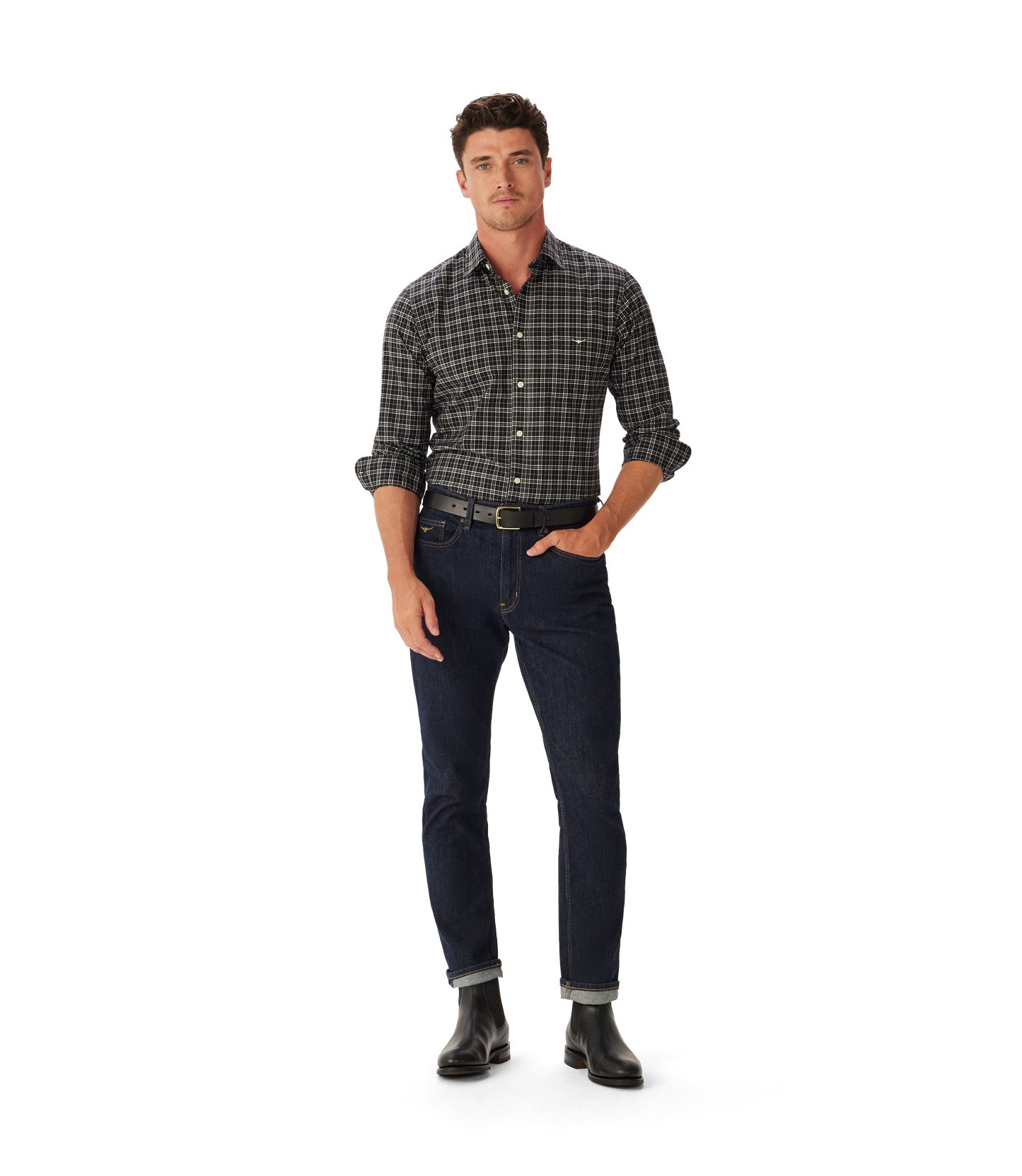 R. M. Williams - Regular Poplin Check - Black/White
