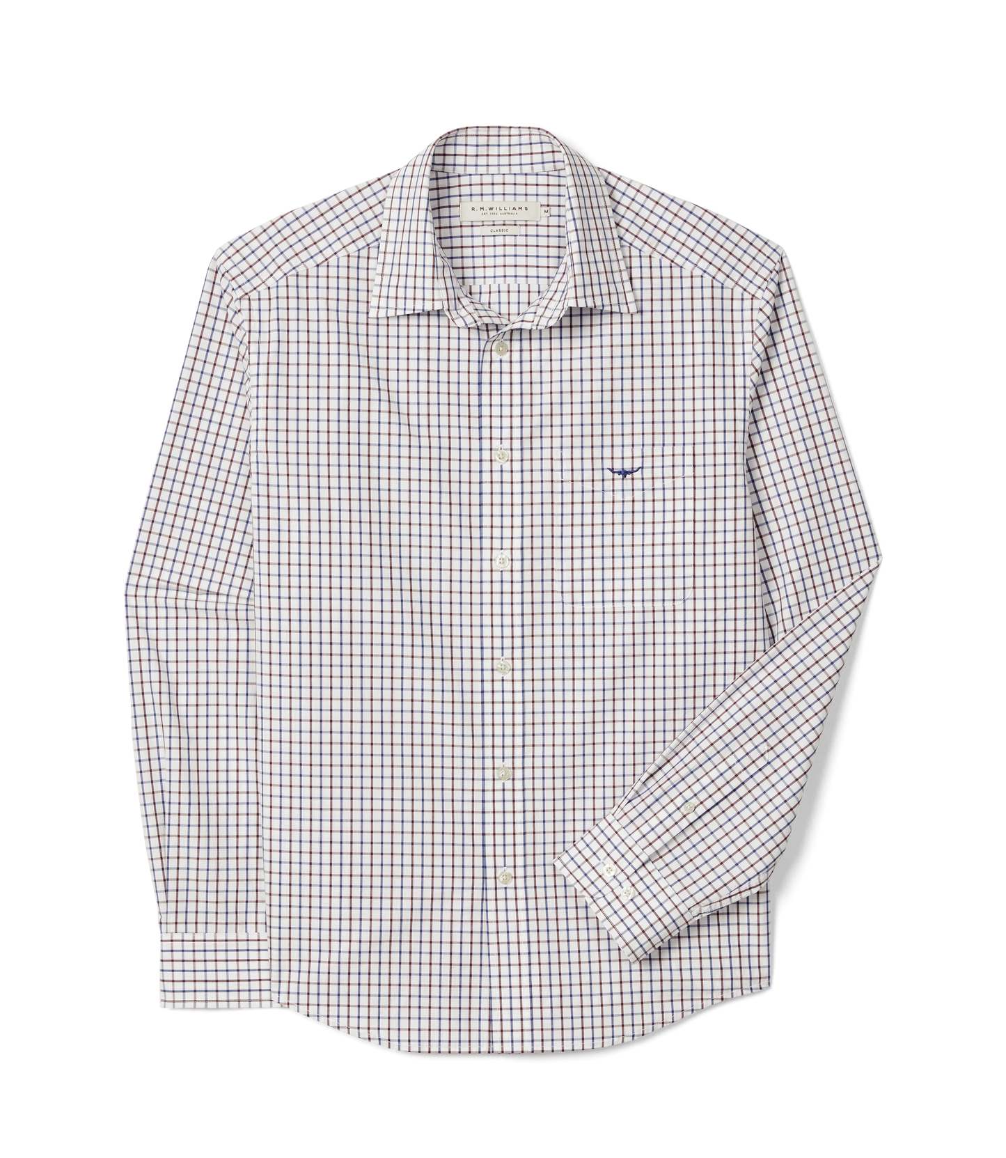 R. M. Williams - Newland Poplin Check Shirt - Burgundy
