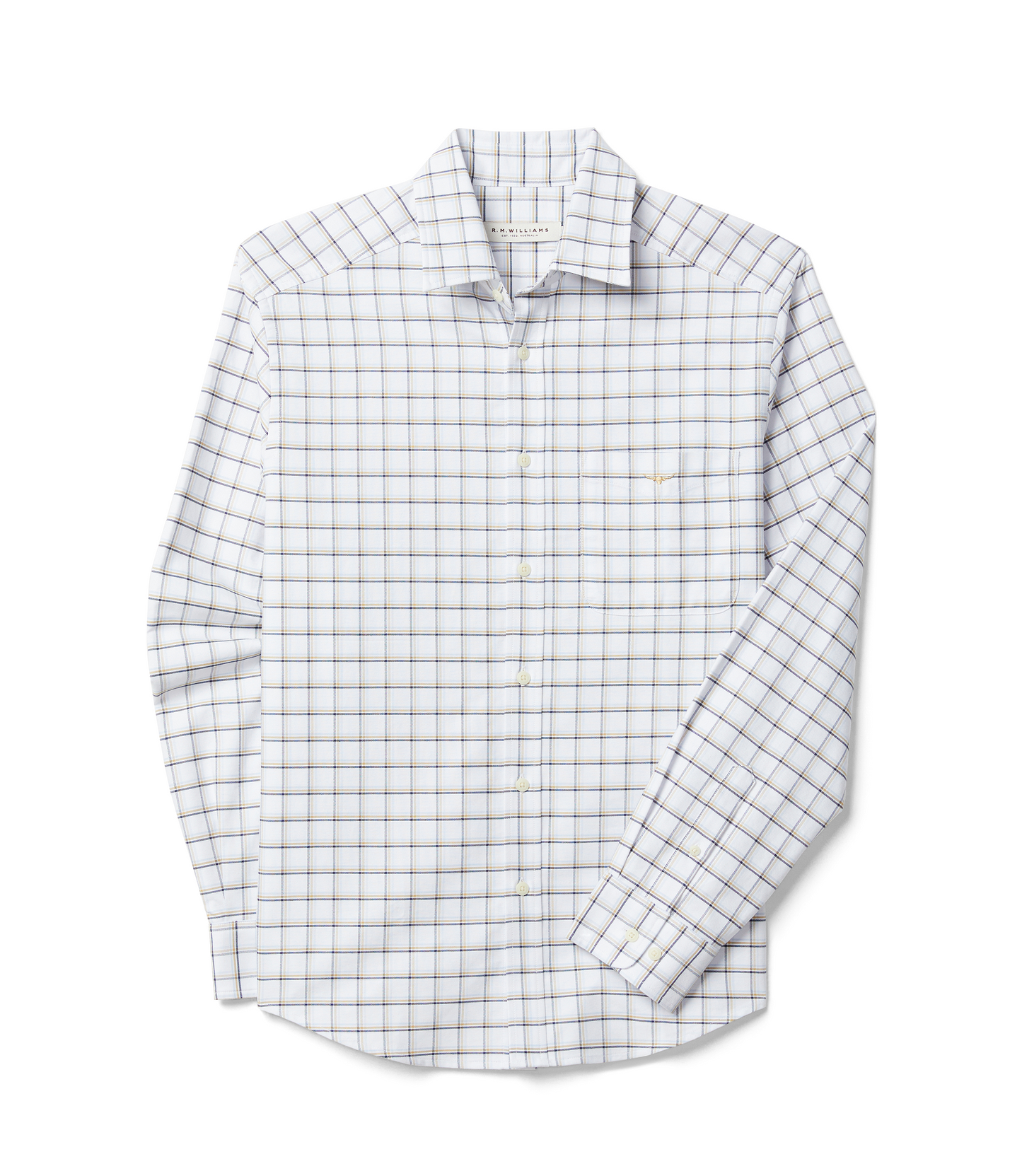 R. M. Williams -  Undara Classic Oxford Shirt - White/Blue/Sand