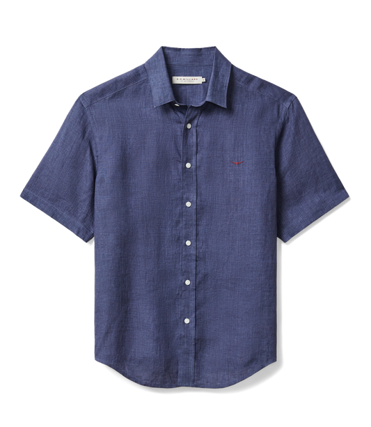 R. M. Williams Newman Linen Short Sleeved Shirt - Navy