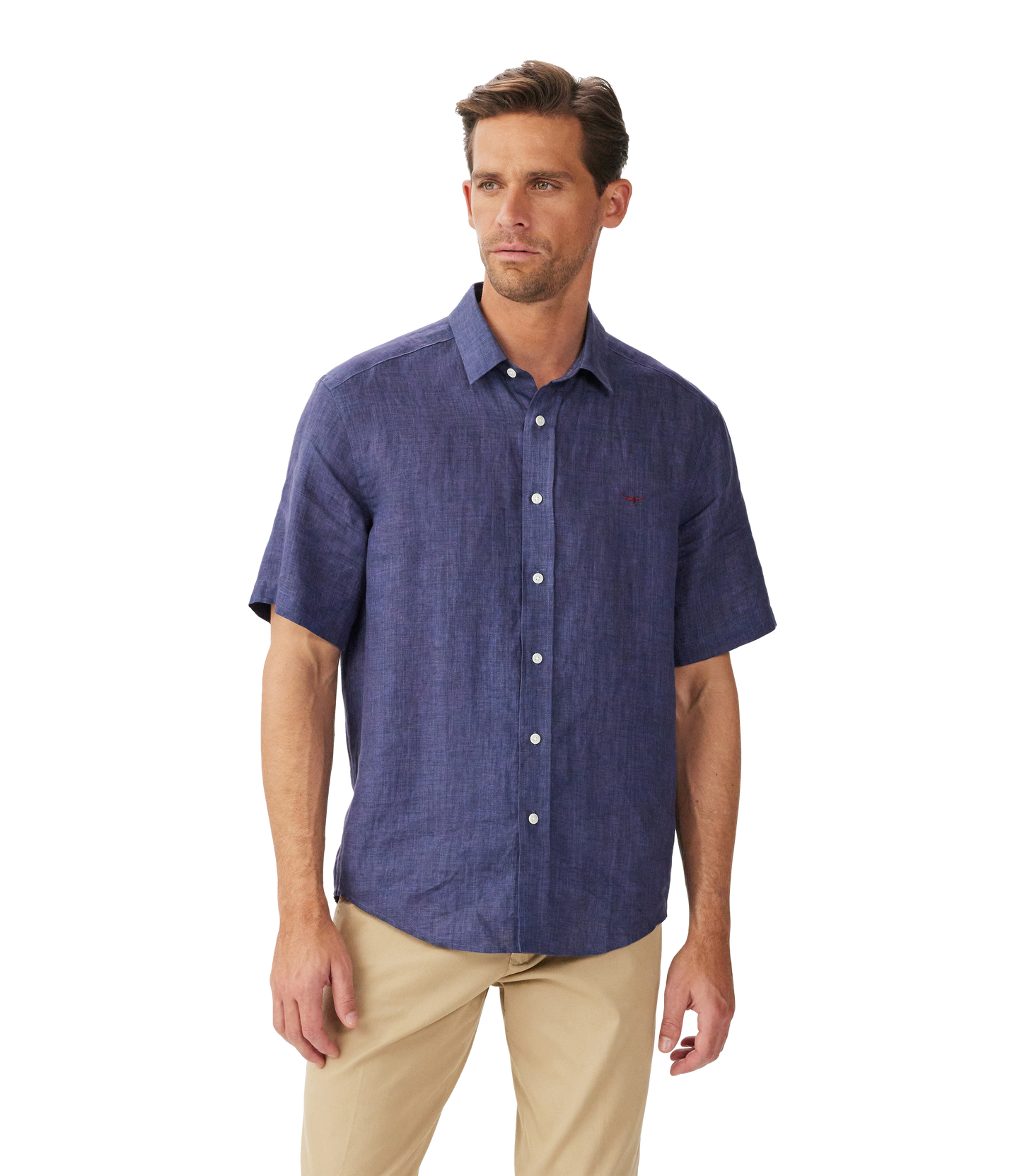 R. M. Williams Newman Linen Short Sleeved Shirt - Navy