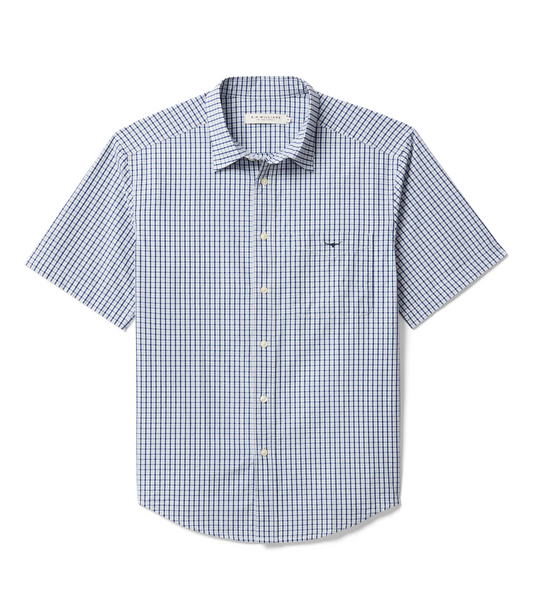 R. M. Williams - Augusta Classic Poplin S/S Shirt - White/Blue SHU11PSP701 (10/12) RC- FA 251021