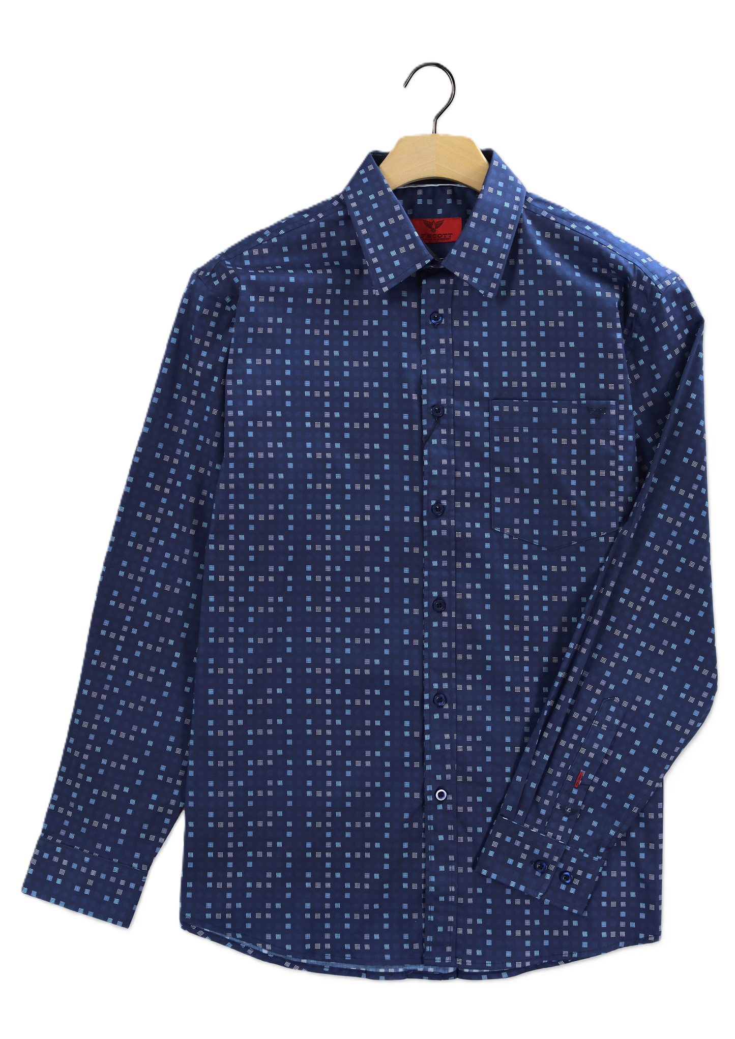 R. F. Scott - Fielding Shirt - Square Patterned/Thunderstorm