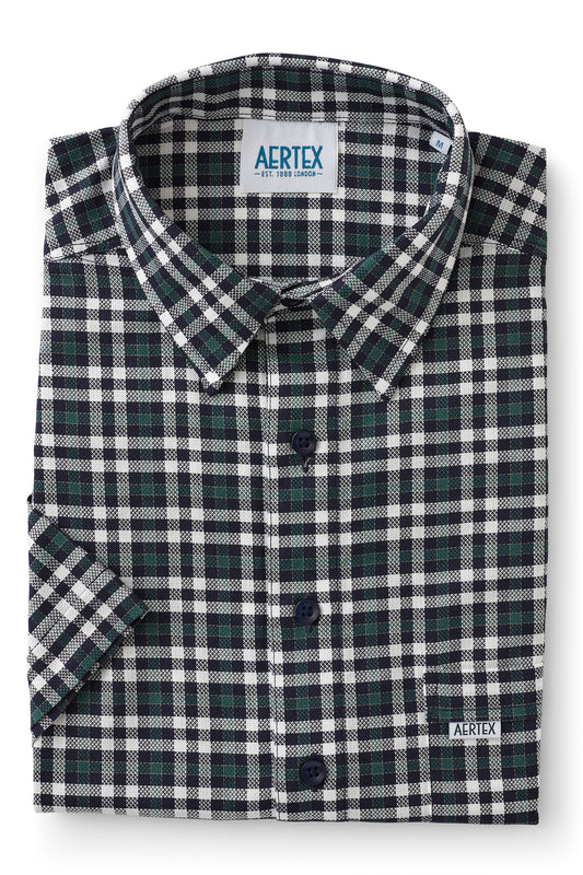 Aertex - Taunton Polo - Navy Green Check