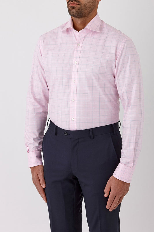 Cambridge - Turbina Shirt - Pink & Blue Check