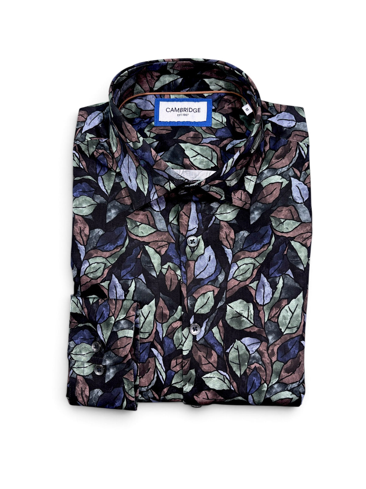 Cambridge - Sorrento Shirt - Dark Leaf Print