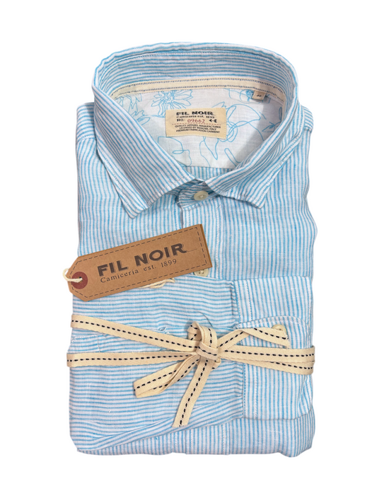 Fil Noir - Roma Linen Striped Shirt - Pink or Petrol