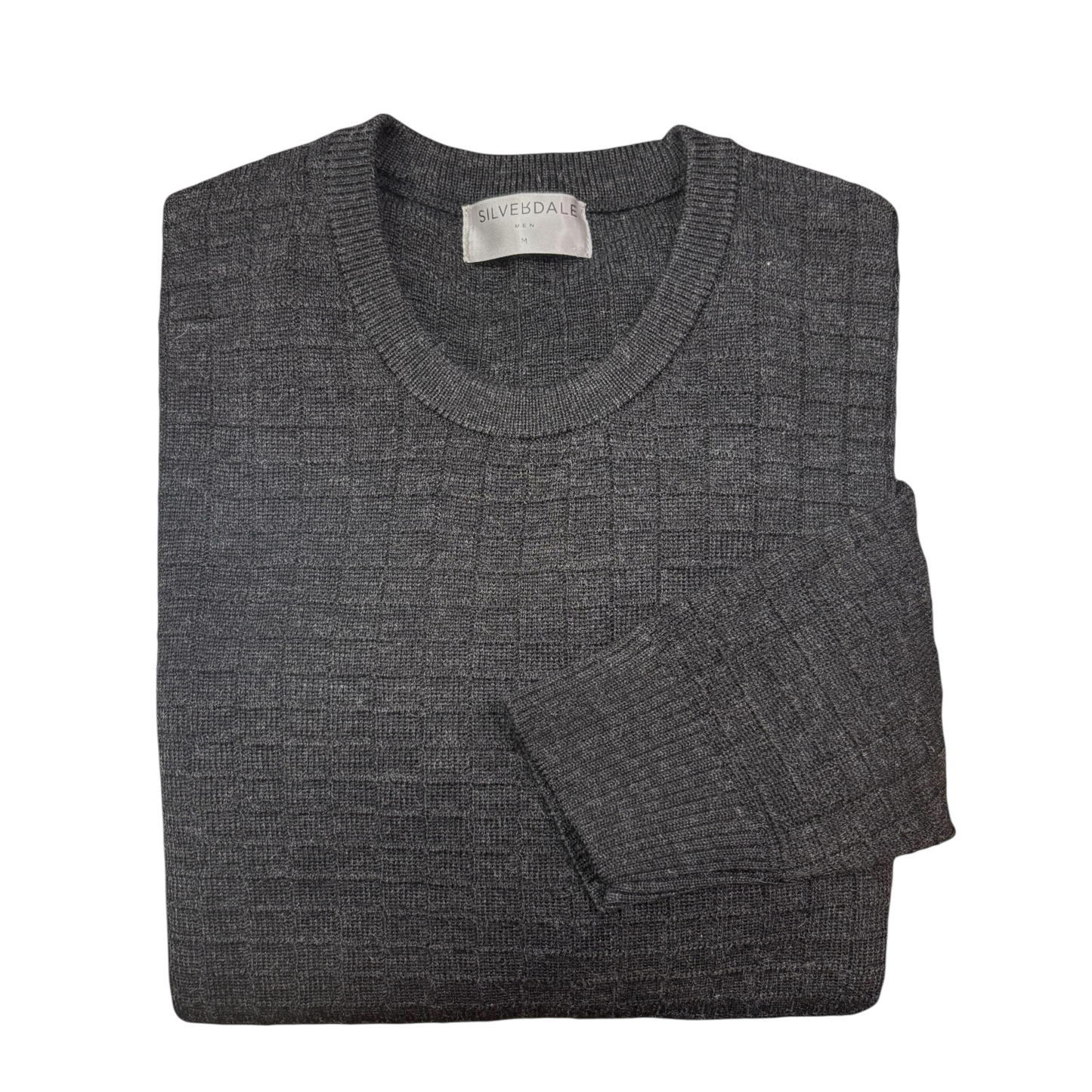 Silverdale - Check Crew Neck Jersey - Prussian and Charcoal