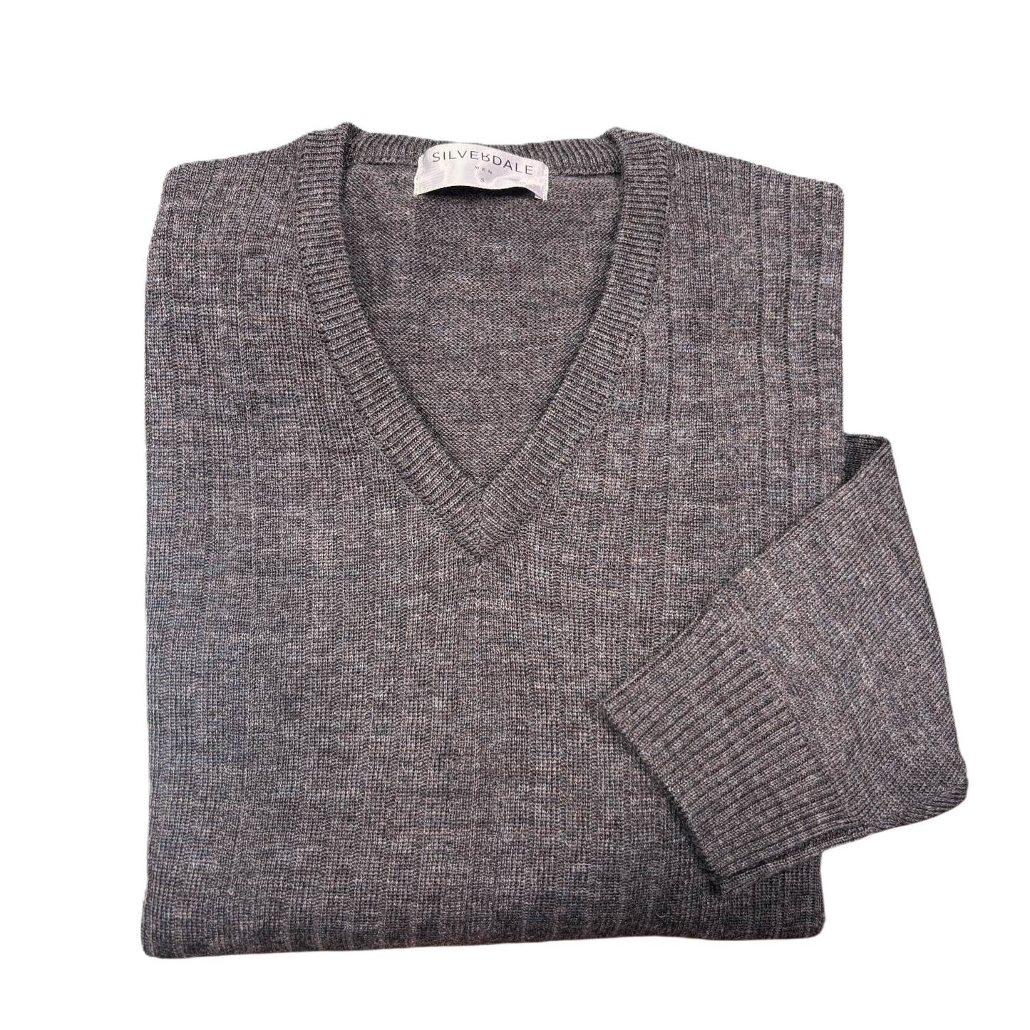 Silverdale - Mid-Weight Ribbed Vee Neck Jersey - Chestnut or Denim