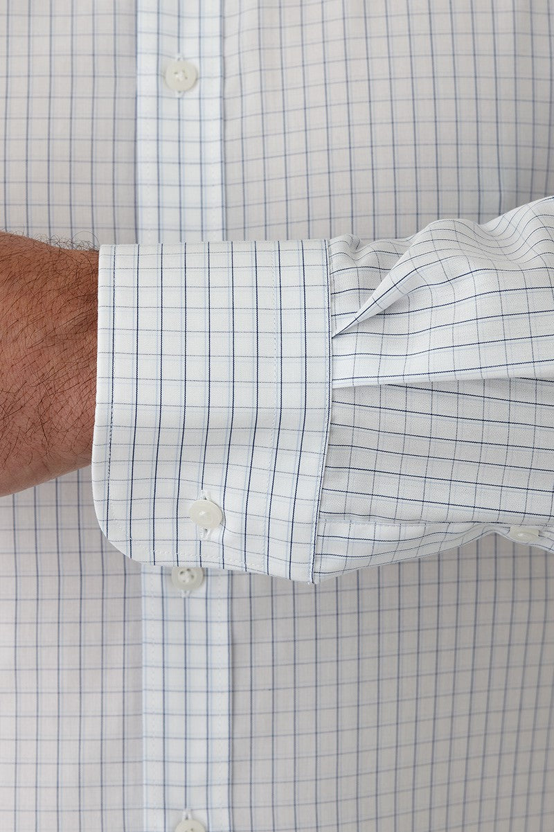Cambridge Carlton Shirt - White/Blue Fine Check
