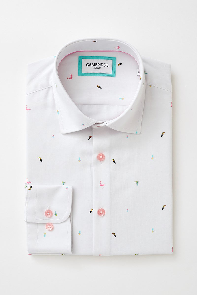 Cambridge - Sorrento Shirt - White/Birds