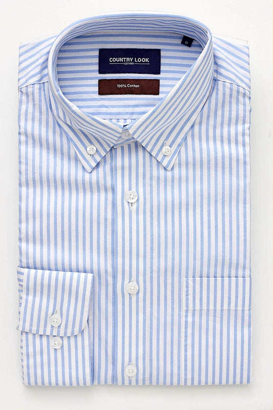 Country Look - Lucas Short Sleeved Shirt - Blue Stripe