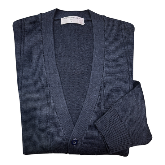 Silverdale - Mid-Weight Ribbed Cardigan - Dark Navy