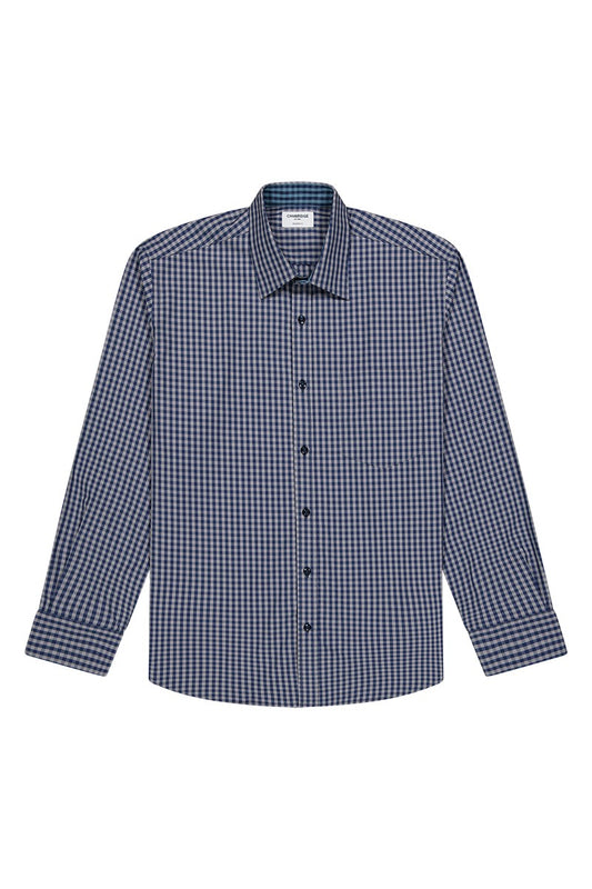 Cambridge - Edmund Check Shirt - Taupe/Blue