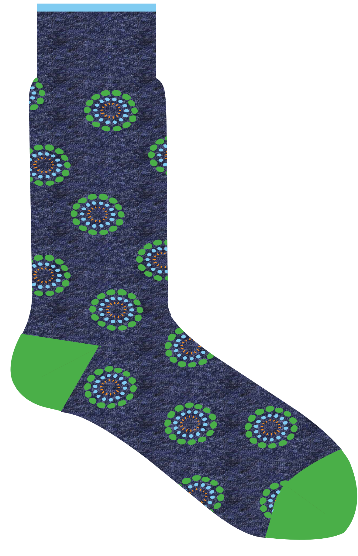 Lorenzo Uomo Italian Made Socks - Dotted Circles - Denim or Navy