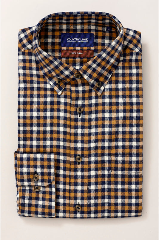 Country Look - Galway Shirt - Tan/Navy Check