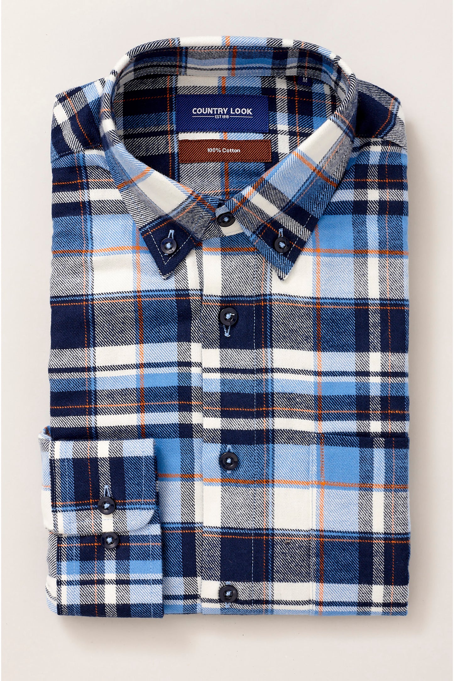 Country Look - Galway Winter Weight Shirt - Blue/Orange
