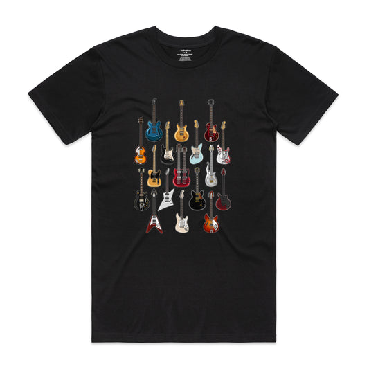 Isthatso Cotton Graphic T Shirt - Famous Guitars - Black