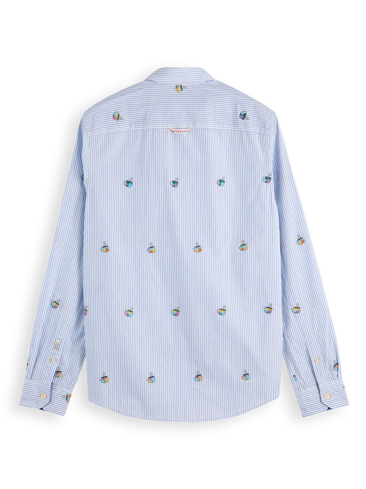 Scotch & Soda - Fill-Coupe Shirt - Fine Stripe/Embroidered Mugs