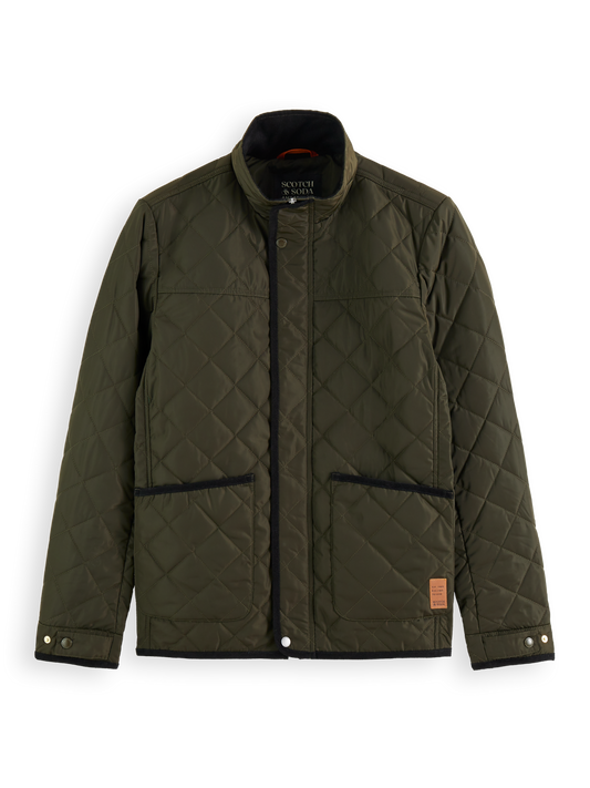 Scotch & Soda - Corduroy Trimmed Quilted Vest Jacket - Military