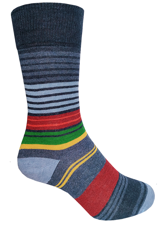 Lorenzo Uomo Socks - Variegated Stripes - Denim or Navy
