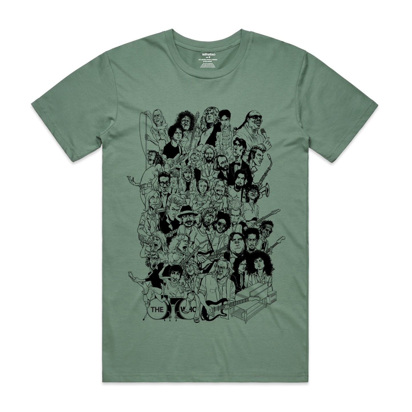 Isthatso Cotton Graphic T Shirt - Rockstars 2 - Sage Green