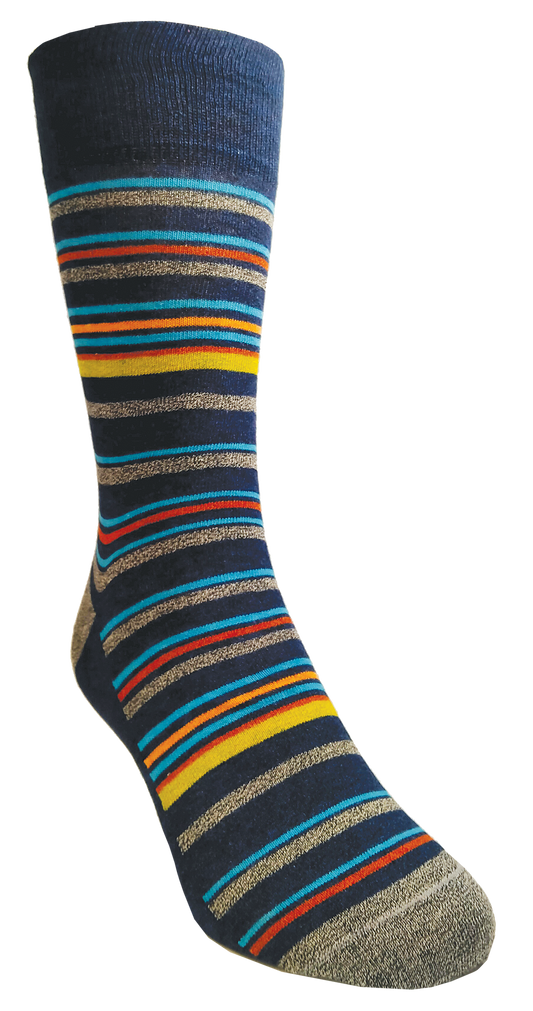 Lorenzo Uomo Socks - Jasper Simple Stripes - Navy