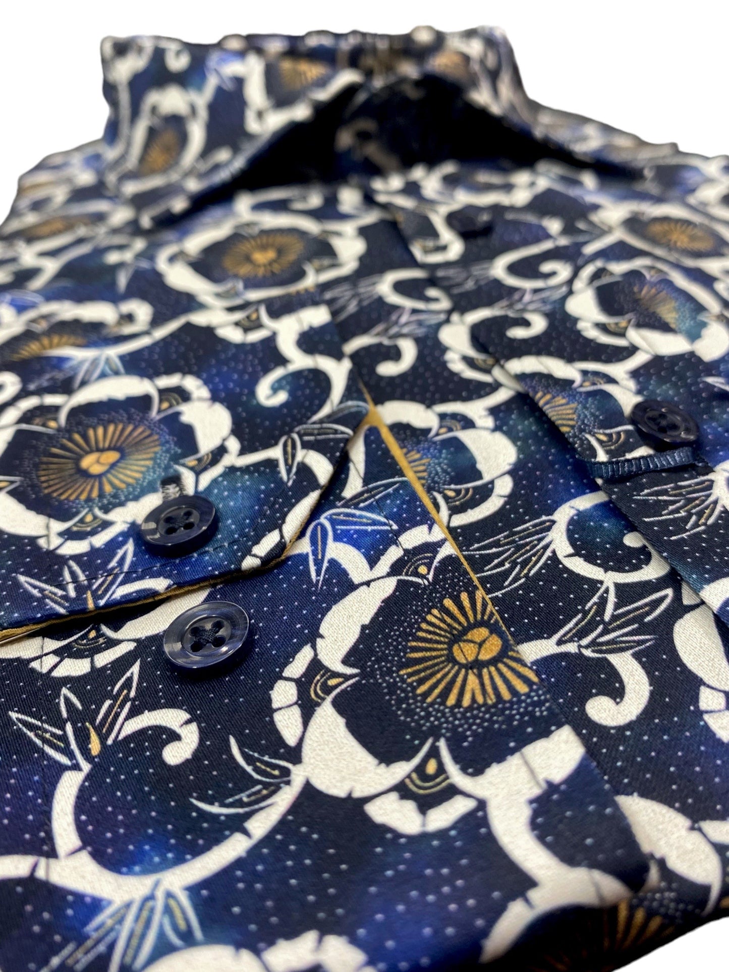 Guide London - Cotton Sateen Shirt - Night Floral - Navy