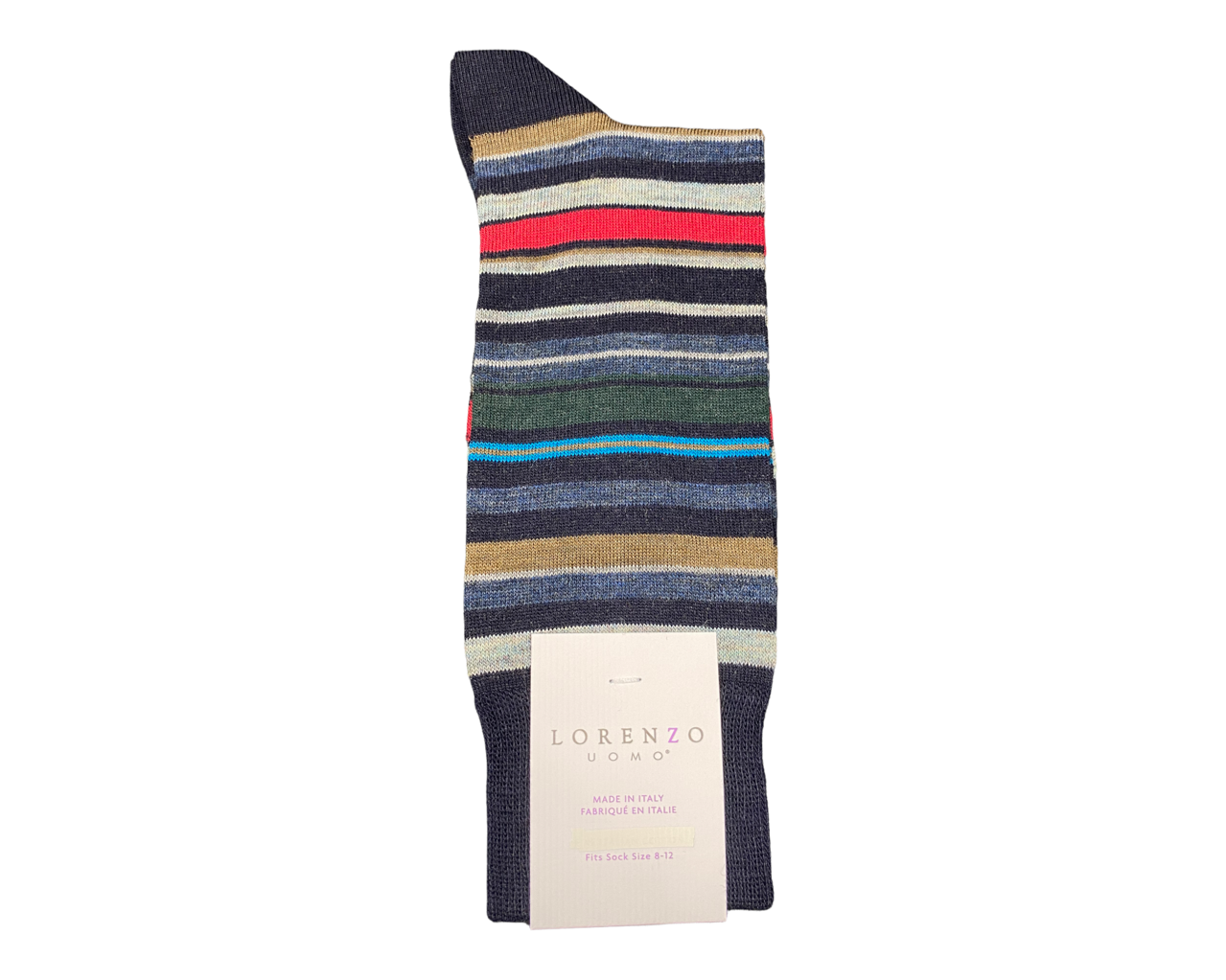 Lorenzo Uomo - Quaker Striped Wool Socks - Navy or Black